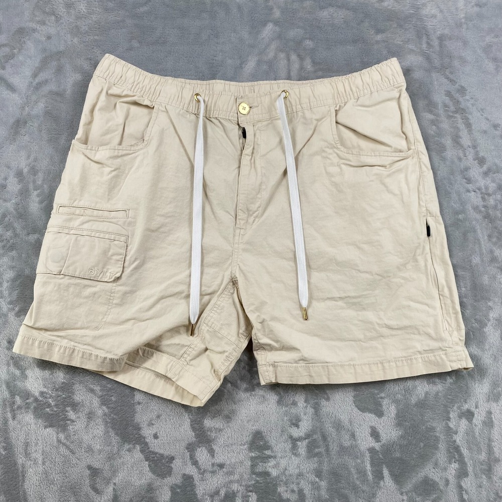 BYLT Premium Basics Shorts Mens 2XL Beige‎ Lightweight Zip Pocket Drawstrings